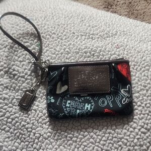 Coach Black Wristlet with Vibrant Accents